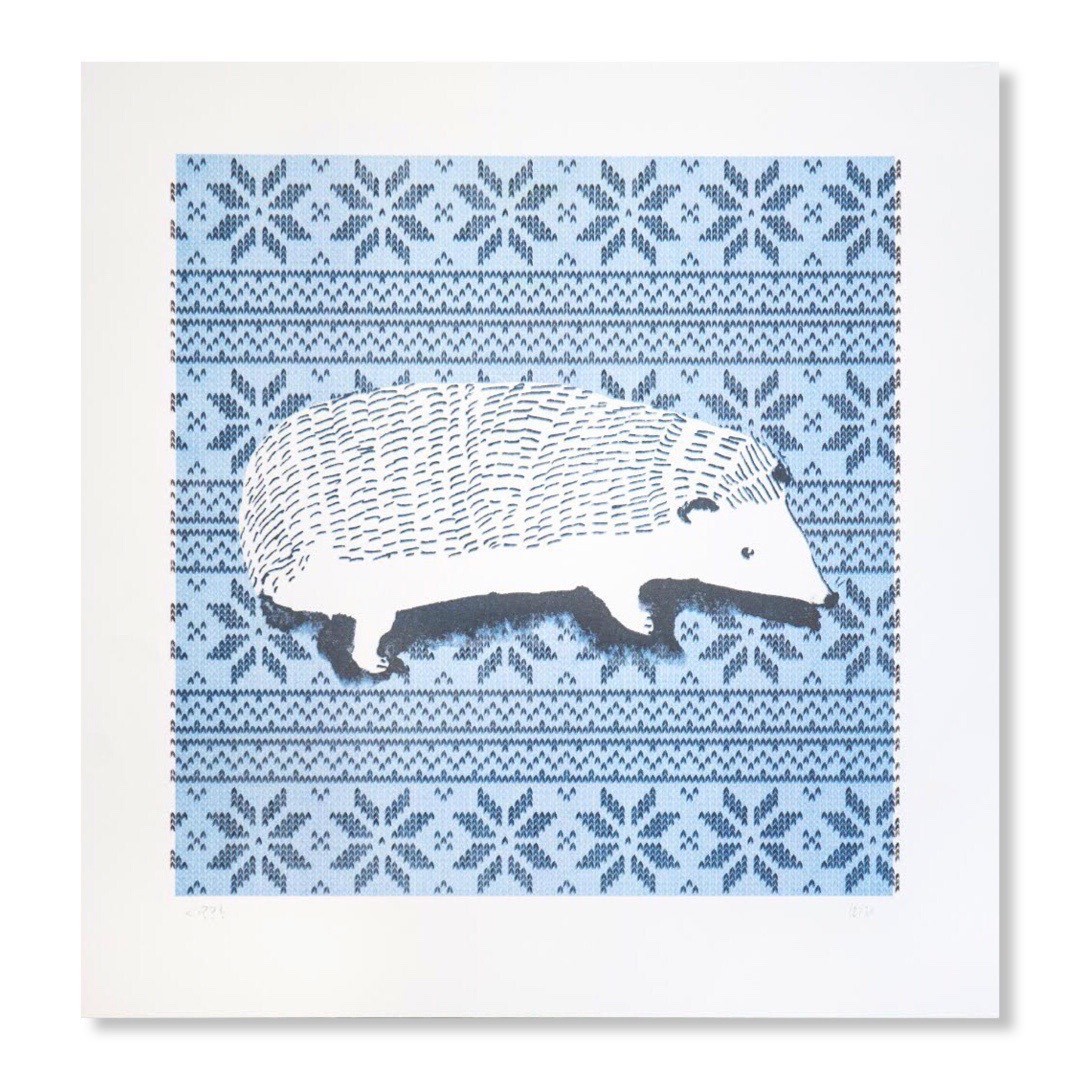 Hedgehog on blue RISO